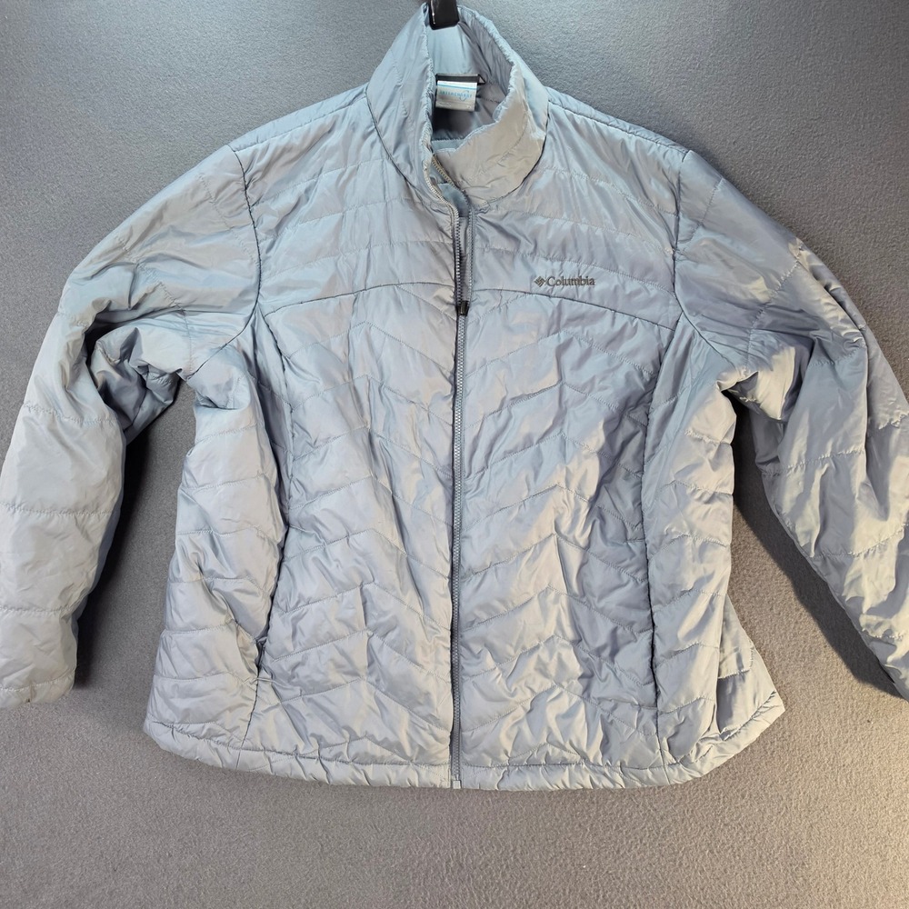 Columbia Interchange Puffer Jacket Womens 3X Light Blue Quilted Full Zip Coat